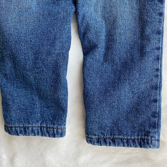 George Red Fleece Lining Pull-on Blue Denim Jeans Size 6-12 Months - Picture 4 of 7
